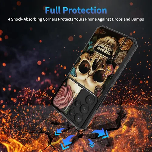 Miniatura 833 de Funda para Samsung Galaxy S22 Ultra 5G, Galaxy S22 Ultra con cubierta de cámara deslizante, funda resistente de doble capa con función atril Black