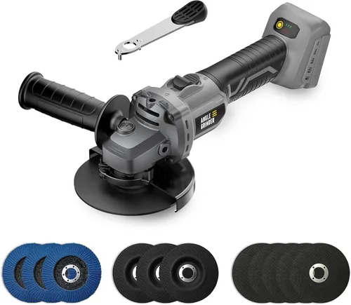 Miniatura 12 de Amoladora angular de 4-1/2 pulgadas inalámbrica compatible con batería Milwaukee de 18 V/M18, amoladora eléctrica de 6 velocidades variables