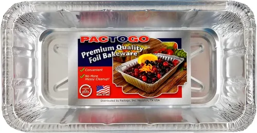 Miniatura 8 de PACTOGO Moldes de papel de aluminio de 2 libras para pan/pan con tapa de cúpula transparente (paquete de 12 juegos)