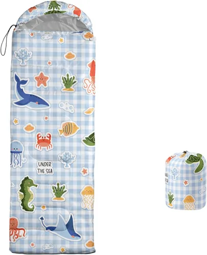 Miniatura 19 de Saco de dormir para adultos y niños, saco de dormir para mochileros, camping, para niñas, niños, ligero, impermeable, para clima frío y cálido, saco