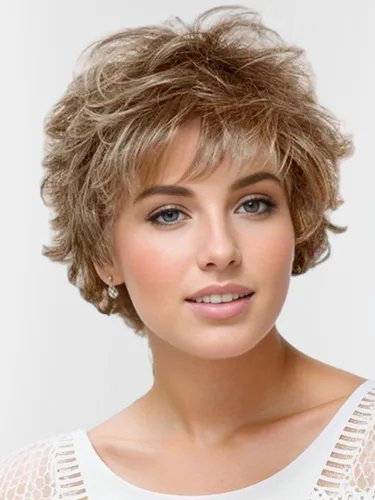 Miniatura 17 de TISHINING Pelucas rubias cortas en capas para mujeres blancas, longitud de la barbilla, color rubio ceniza, parte lateral, peluca Pixie Bob, cabello