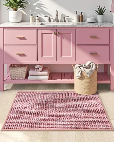 Miniatura 4 de LUMI Tapetes para baño, de felpilla suave antideslizante, absorbente, de secado rápido, lavables a máquina, tapetes de baño para baño de ajuste fino