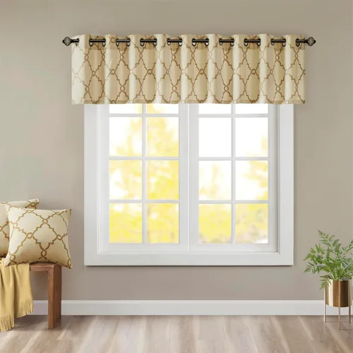 Madison Park Saratoga cenefa con ojales para ventana con estampado de calado filtrante de luz, para sala de estar, dormitorio y cocina, 50 x 18