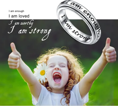Miniatura 7 de JZMSJF S925 Sterling Silver Spinner Fidget Ring for Anxiety Stress Relief Boredom ADHD Autism Rings