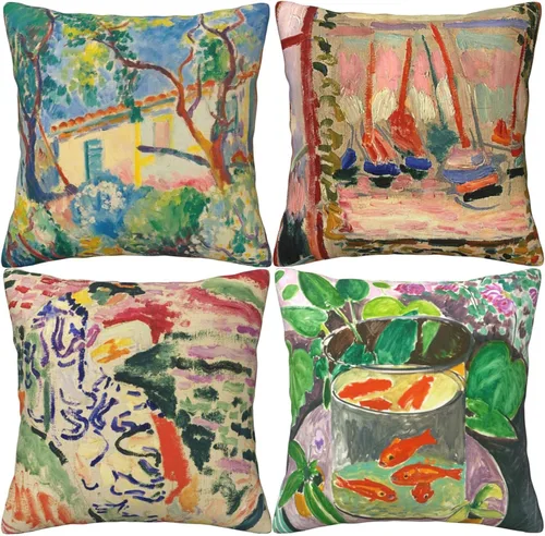 Miniatura 12 de Claude Monet - Juego de 4 fundas de almohada de pintura de 18 x 18 pulgadas, fundas de almohada cuadradas decorativas para sofá, auto