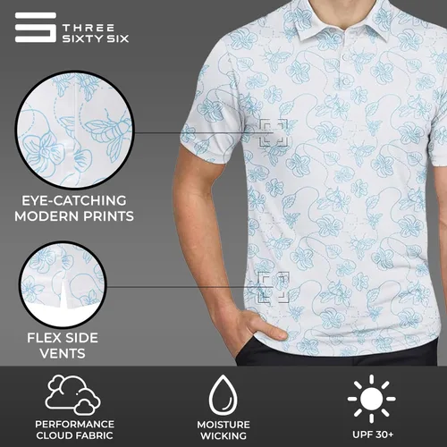 Miniatura 5 de Three Sixty Six Camisas de golf de secado rápido para hombre, polo casual de manga corta que absorbe la humedad