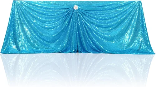 Miniatura 55 de PartyDelight Mantel de lentejuelas redondo de 50 pulgadas, color dorado claro, adorno de mesa para decoración de bodas, fiestas, cumpleaños