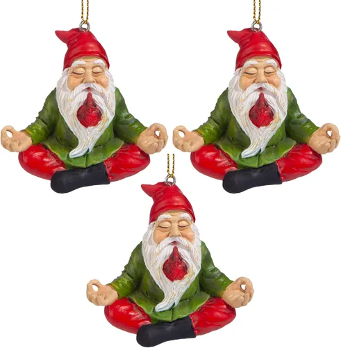 Adorno navideño de gnomo zen: juego de 3