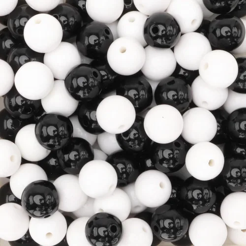 Miniatura 21 de 1000 cuentas redondas de acrílico negro de 0.315 in de diámetro con agujero de 0.079 in