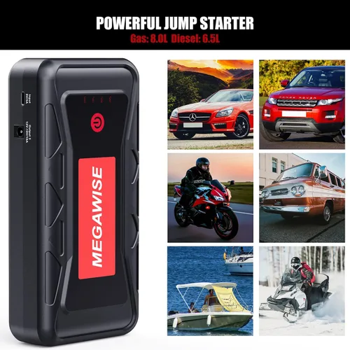 Miniatura 3 de MEGAWISE 2500A Peak 21800mAh - Batería de arranque portátil para coche (hasta 8.0L Gas/6.5L motores diésel) 12V Paquete de alimentación portátil