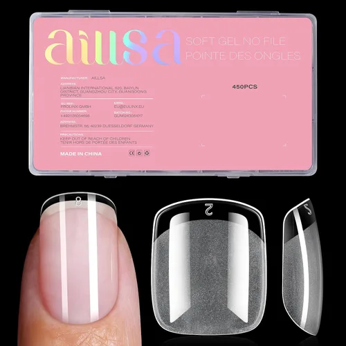 Miniatura 22 de AILLSA Puntas de uñas cuadradas extra cortas – 240 puntas de uñas postizas prelimadas gruesas puntas de uñas medio mate, uñas postizas para regalo