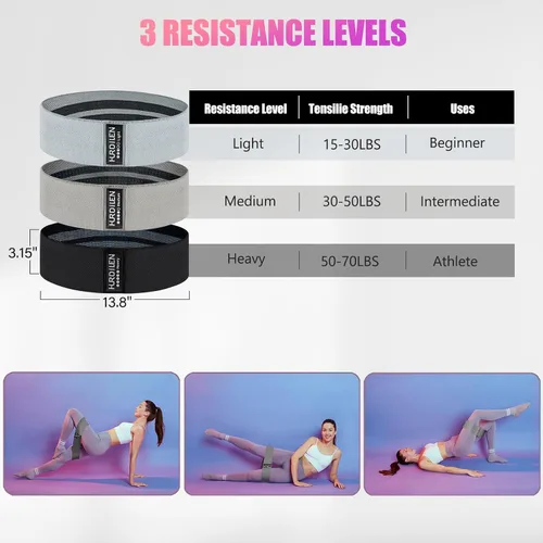 Miniatura 5 de Bandas de resistencia para entrenamiento, bandas de entrenamiento de ejercicio para mujeres y hombres, bandas elásticas de 3 niveles para ejercicio
