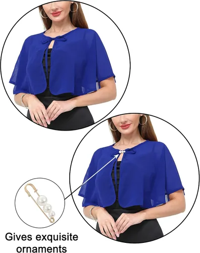 Miniatura 5 de Chal de gasa para mujer, capelets transparentes para vestido de noche, boda, capa