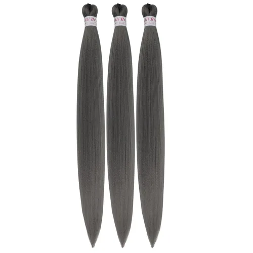 Miniatura 66 de Pelo corto negro trenzado preestirado de 14 pulgadas para trenzas sin nudos, pelo sintético 1B trenzado para trenzas Bob Box