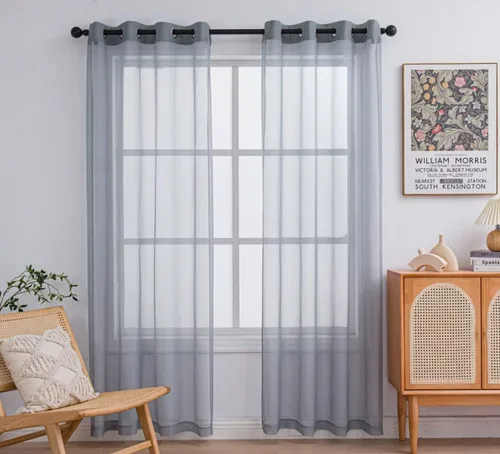 Miniatura 77 de PI - Cortinas traslúcidas con paneles pequeños, cortina transparente para ventana de cocina, mirador, 2 paneles