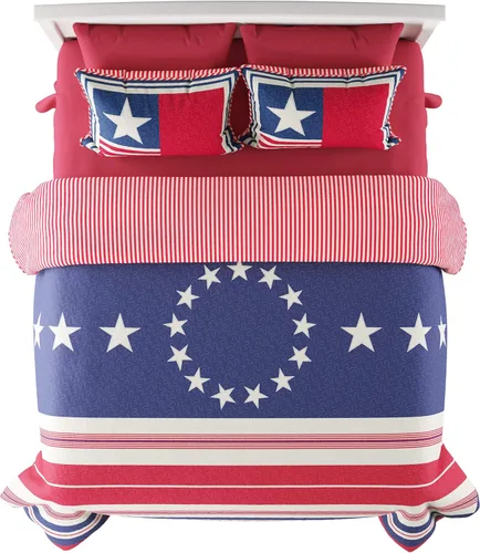 Miniatura 5 de BH - Juego de edredón y cama de 3 piezas, microfibra de poliéster hipoalergénica, estampado de bandera patriótica de Estados Unidos, manta