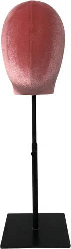 Miniatura 9 de Adjustable Black Base Velvet Female Mannequin Head Belle for Hat Wig Jewelry Earring Scarves Display Hat stand Wig stand (Grey*black round base)