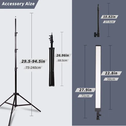 Miniatura 2 de Kit de iluminación LED para estudio de fotografía con bolsa de soporte de luz, tubo suave para belleza, cejas, tatuajes, maquillaje, odontología