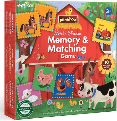 eeBoo: Juego de memoria y coincidencia - Little Farm - 10 pares, desarrolla habilidades de reconocimiento, concentración, memoria y vocabulario, a