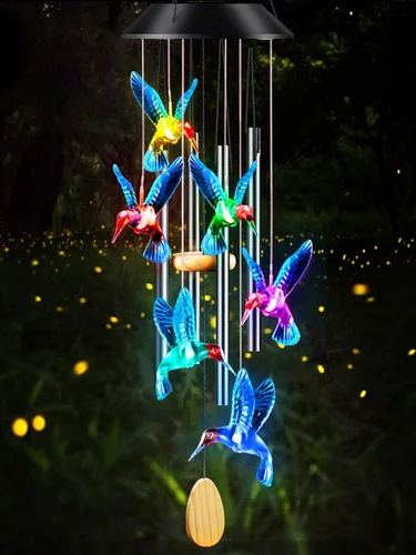 Miniatura 8 de DesGully - Campanillas de viento de colibrí, cambian para exteriores, 25 tubos de aluminio, para decoración de jardín, patio, monumento, regalos