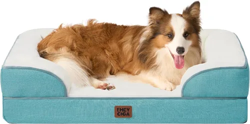 Miniatura 33 de EHEYCIGA - Cama ortopédica para perro grande, impermeable, de espuma viscoelástica y espuma tipo caja de huevos, bordes elevados, antideslizante