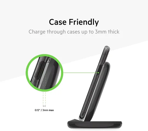 Miniatura 2 de Belkin Cargador inalámbrico de carga rápida de 10 W - Soporte de cargador certificado Qi para iPhone, Samsung Galaxy - Carga mientras escuchas