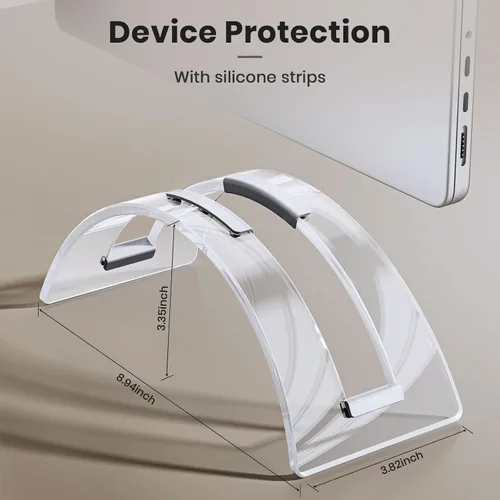 Miniatura 5 de Soporte vertical acrílico para computadora de escritorio, base invisible de acrílico para laptop, soporte vertical para laptop, organizador