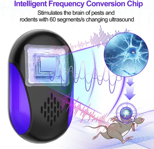 Miniatura 2 de Repelente ultrasónico mejorado, paquete de 6, repelente ultrasónico para interiores, enchufe electrónico para control de plagas para insectos
