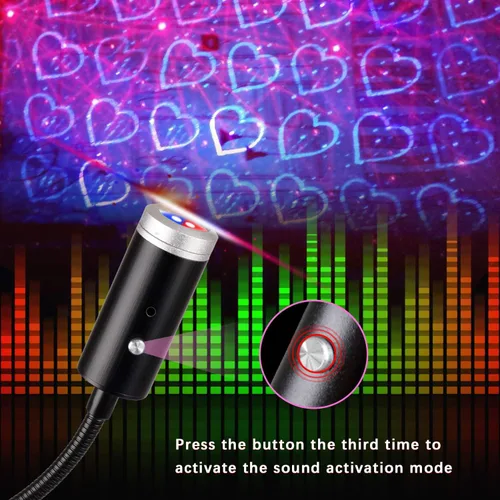 Miniatura 4 de Luz nocturna de estrella USB, 9 modos funcionales, 24 efectos de iluminación, decoraciones estroboscópicas activadas por sonido