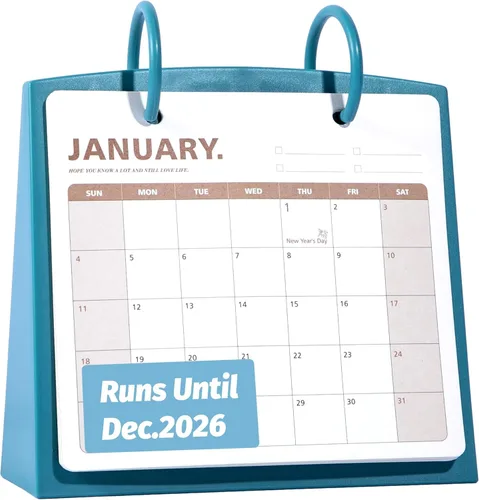 Miniatura 11 de Calendario de escritorio pequeño 2025-2026, de diciembre de 2025 a diciembre de 2026, calendario mensual decorativo para escritorio con citas Azul