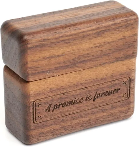 Miniatura 3 de Yookin Caja de anillo de madera portátil, caja de anillo de madera, compromiso, propuestas, ceremonia de boda, caja de anillo de exhibición