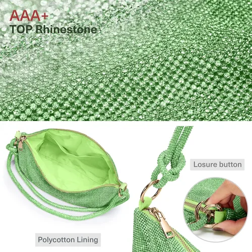 Miniatura 4 de WLLWOO WLLWOO Bolsos de mano con diamantes de imitación para mujer, bolsos de noche elegantes, bolsos cruzados brillantes para fiesta, club, boda