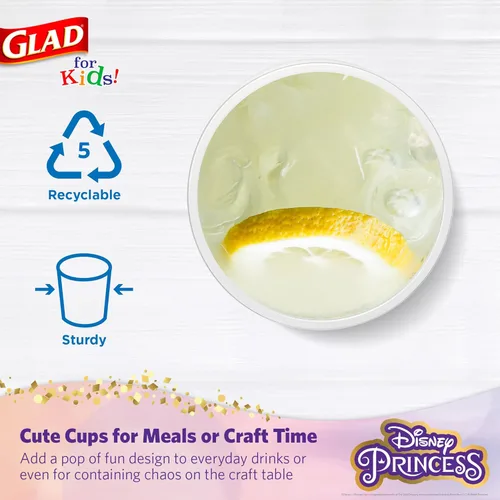 Miniatura 4 de Glad Vasos de plástico desechables de Disney Princess para niños, divertidos, resistentes, aptos para niños, vasos desechables de plástico para uso