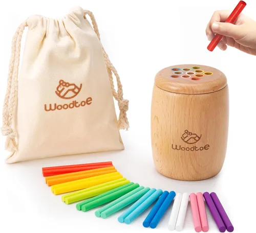 Miniatura 8 de Woodtoe Juguetes Montessori Sticks para niños de 1 a 3 años, juguetes de 18 meses, juguetes de aprendizaje de clasificación de 7 colores para niños
