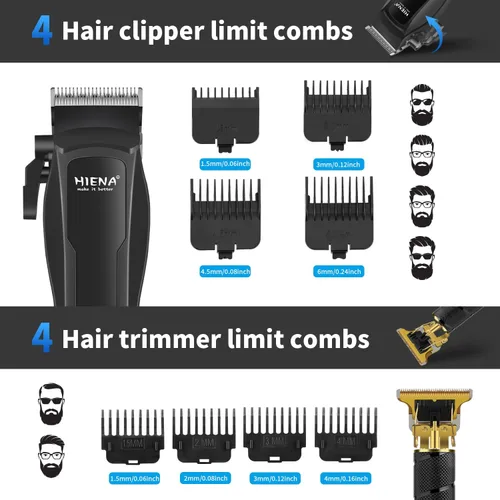 Miniatura 7 de HIENA PRO Juego de cortapelos profesional para hombres, juego de cortapelos inalámbrico y kit de recortadora, recortadora de barba eléctrica
