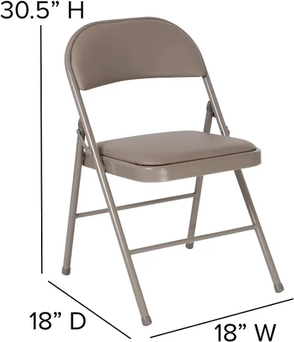 Miniatura 3 de Flash Furniture Silla plegable de vinilo beige con doble refuerzo de la serie HERCULES