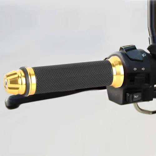 Miniatura 8 de Empuñaduras de manillar de motocicleta, empuñaduras de goma con extremo de aluminio, universales para barra de mango de 7/8 "(22 mm) (dorado)