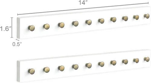 Miniatura 6 de Mkono Juego de 2 soportes para collares de madera, organizador de joyas con 20 ganchos redondos de metal, ganchos de joyería para collares