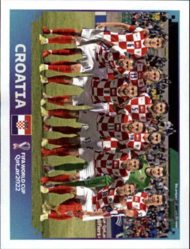 Adhesivo de fútbol de la Copa Mundial Panini 2022 #CRO1 Foto del equipo, Croacia Group F, calcomanía oficial del álbum del WC de Qatar en bruto (NM
