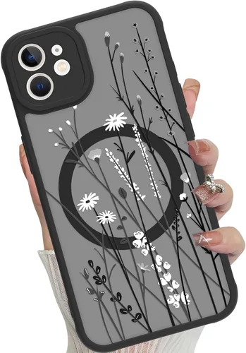 Miniatura 76 de Funda magnética para iPhone 17 Pro [compatible con MagSafe], bonita funda de moda con estampado de leopardo negro, translúcida, mate, parte trasera