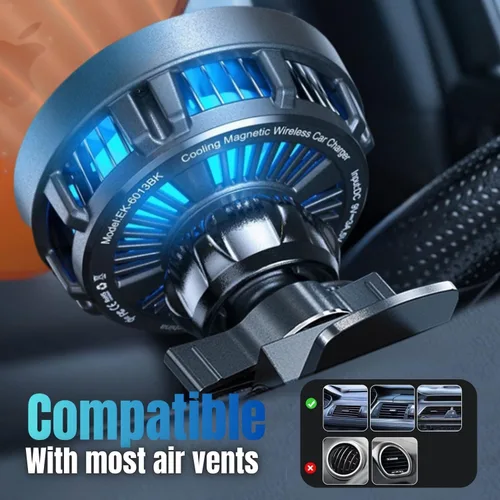 Miniatura 4 de Qi2 - Cargador inalámbrico rápido para automóvil Qi2 de 25 W con ventilador de refrigeración, soporte magnético compatible con MagSafe, tablero