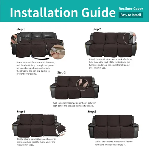 Miniatura 7 de Easy-Going Funda impermeable para sillón reclinable de gran tamaño con bolsillo, 1 funda de sofá reversible para sillón reclinable, protector