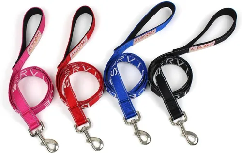 Miniatura 2 de Albcorp Correa para perro de servicio, bordada, con mango acolchado de neopreno e hilos reflectantes, 4 pies, para arneses, chalecos o collares