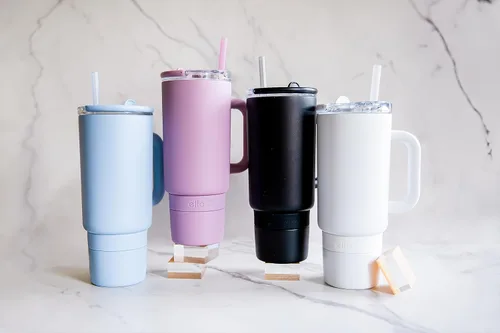 Miniatura 9 de Ello Port - Vaso de 40 onzas con asa de transporte y asa integrada, botella de agua reutilizable de acero inoxidable aislada al vacío, taza de viaje
