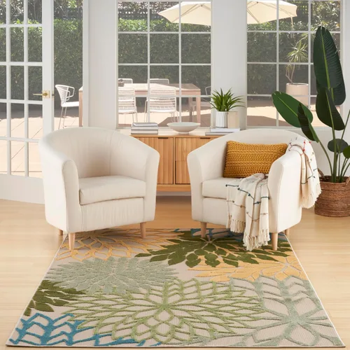 Miniatura 10 de Nourison Aloha - Tapete negro/blanco para interior o exterior, 2 pies y 3 pulgadas x 8 pies, tropical, botánico, fácil limpieza, no desprende pelo