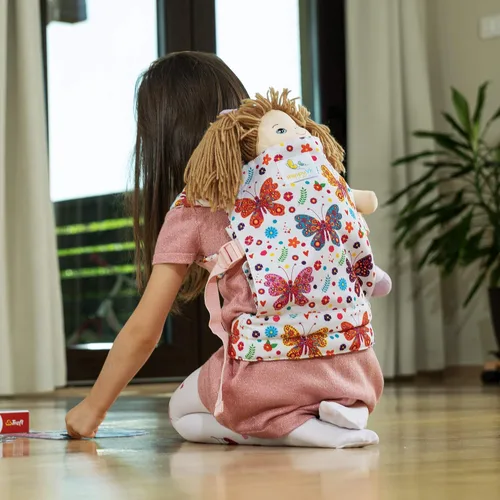 Miniatura 5 de HappyVk Portabebés para muñecas de juguete, portador delantero y trasero para niñas pequeñas, accesorios de muñeca mariposa