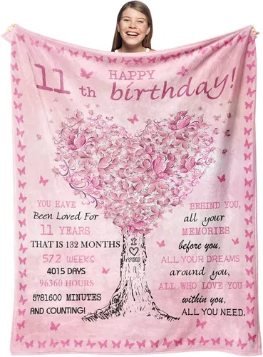 Ideas de Regalos de Cumpleaños para Niñas de 11 Años - Decoraciones de Regalos de 11º Cumpleaños para Niñas - Regalos para Niñas de 11 Años Manta de