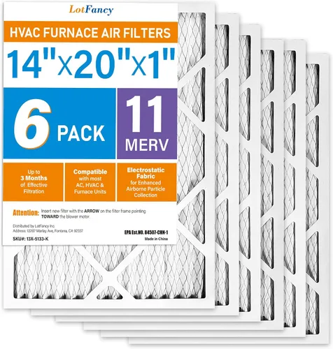 Miniatura 9 de LotFancy Filtro de aire MERV 8 de 14 x 20 x 1 pulgadas, paquete de 4 unidades, horno plisado electrostático y filtro de CA, captura el polvo, pelo