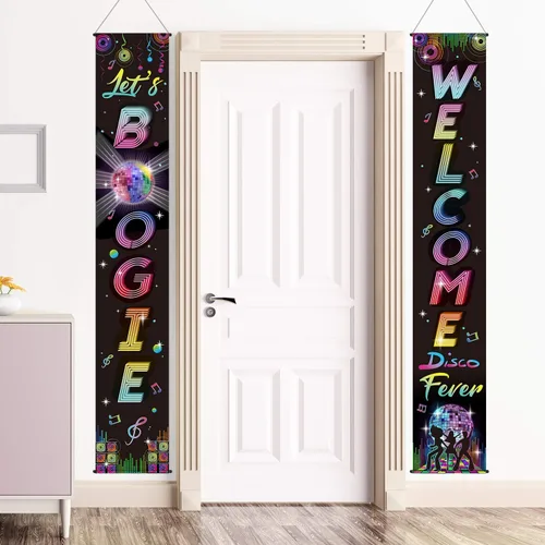 Blulu Decoración de fiesta de los años 70 y 80, pancarta de los años 90 y 80 con texto en inglés "I Love 1980s Back to the 1980s 1970s Hanging Porch