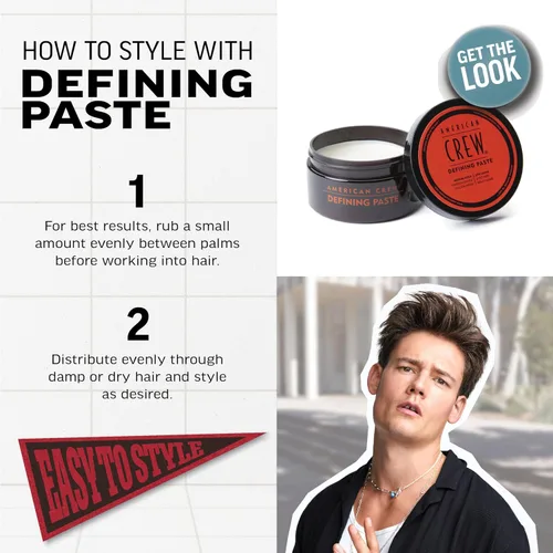 Miniatura 5 de American Crew Pasta para definir el cabello para hombres, gel para el cabello con gel para el cabello de fijación media y bajo brillo, 3 onzas